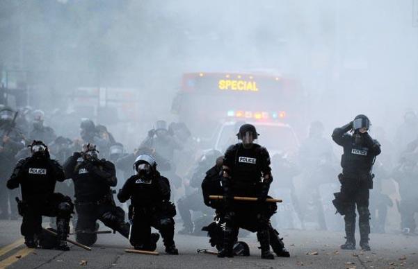 It wasn't long before police decided to use tear gas  getty images